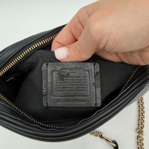 Coach Isla Leather Crossbody Purse Gold Chain Strap 31411 Black Bag - Picture 8 of 14